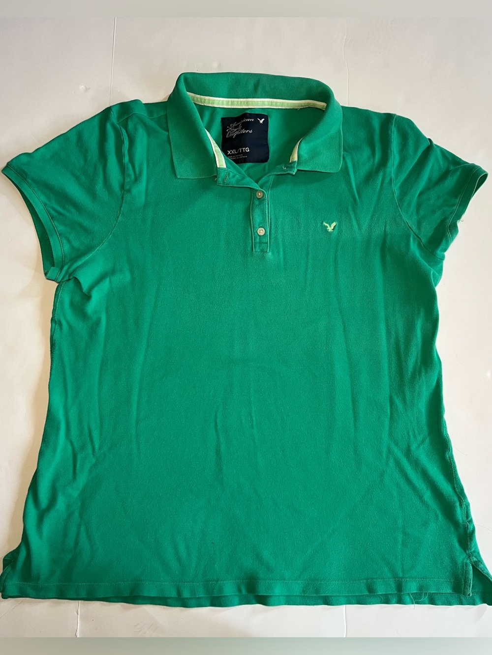 Y2K American Eagle Green Polo Baby Tee Slim Fit SzXXL~Indie Sleaze~Mallcore